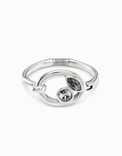 Sterling silver-plated bangle bracelet with crystals