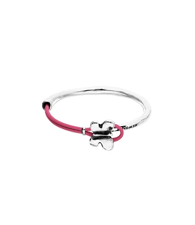 Pink leather bracelet with butterfly ornament