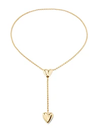 Long adjustable chain necklace with two hearts