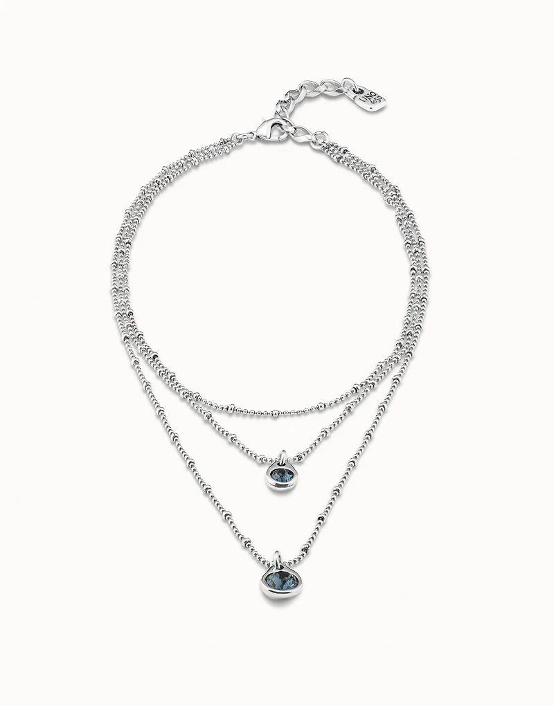 Multi strand chain pendant necklace with crystal