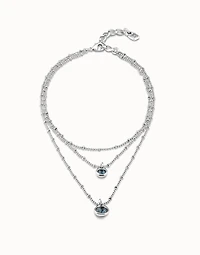 Multi strand chain pendant necklace with crystal