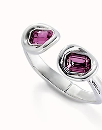 Bangle bracelet with two pink crystals