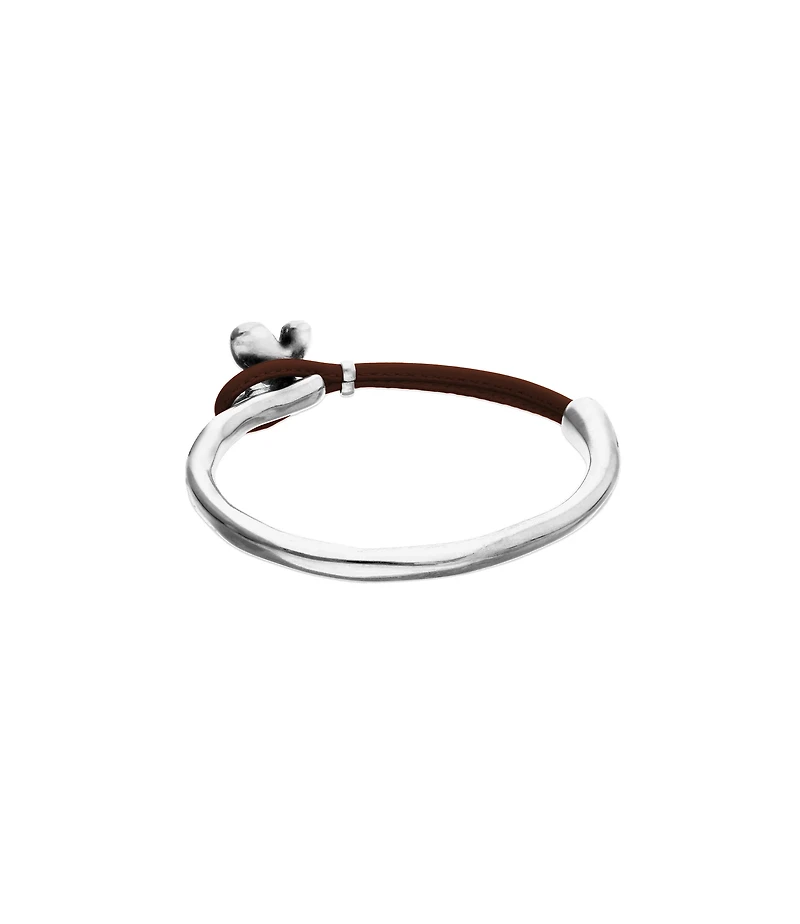 Brown leather bracelet with butterfly ornament