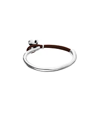 Brown leather bracelet with butterfly ornament