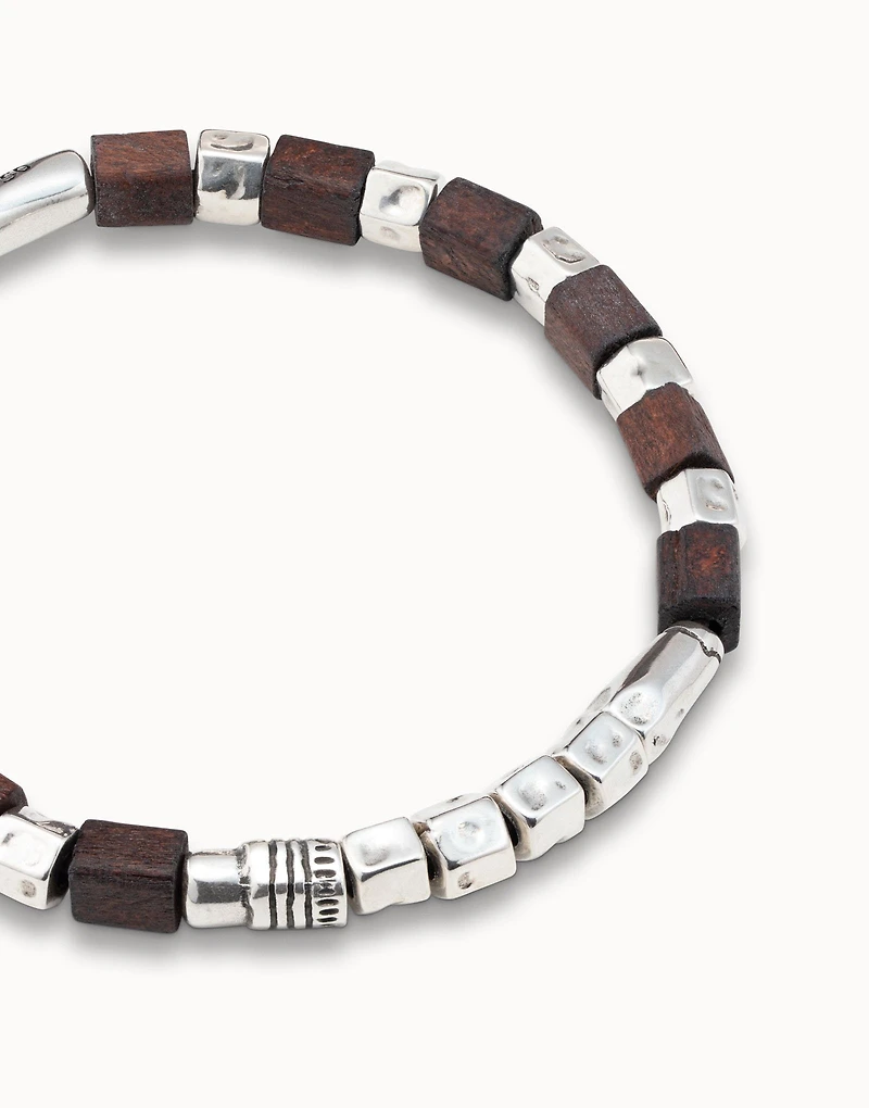 Leather bracelet with wooden beads