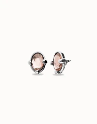 Studs with pink oval faceted crystal