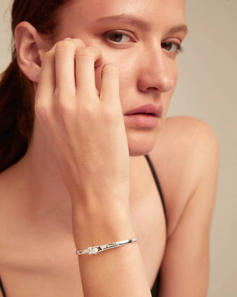 Cuff bracelet with blue cubic zirconia