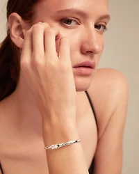 Cuff bracelet with blue cubic zirconia
