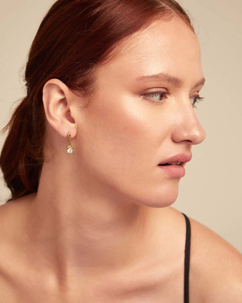 Drop earrings with blue cubic zirconia