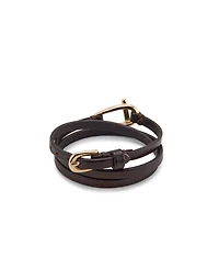 Leather bracelet with a small central link