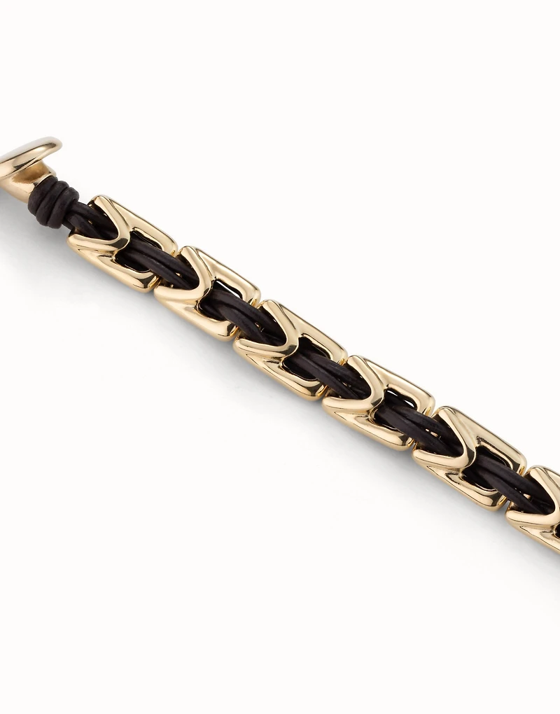 Leather bracelet with rectangular links