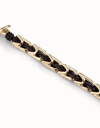Leather bracelet with rectangular links