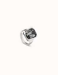 Rectangular shape ring with crystal