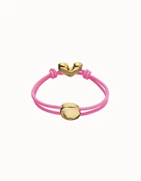 Pink elastic thread bracelet with heart charm