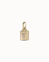 18K gold-plated padlock charm with topaz letter Y