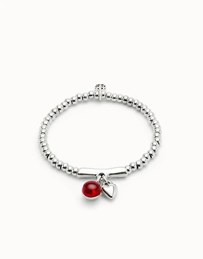 Beaded bracelet with red murano glass