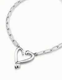 Short  link chain pendant necklace with a heart