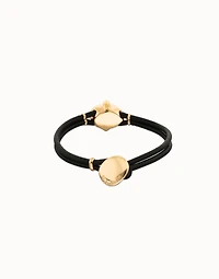 Leather bracelet with faceted black oval crystal