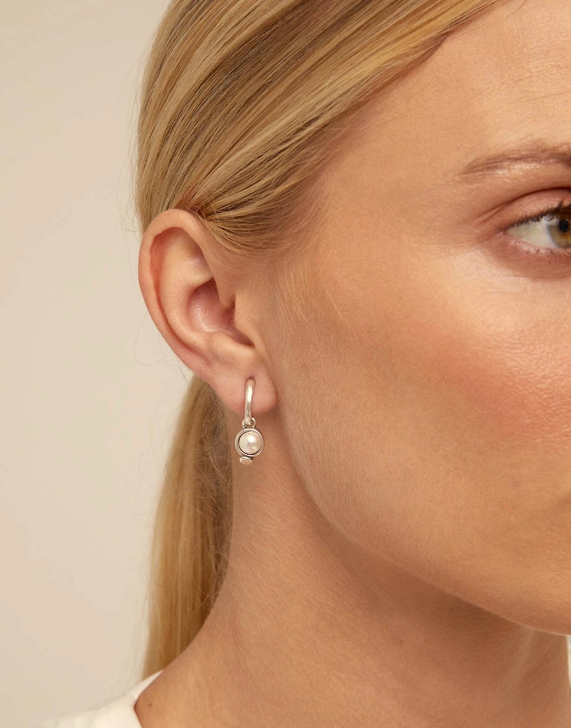 Single Hoop Charm With A Pearl