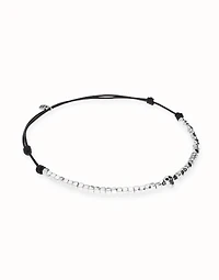 Leather necklace with beads and skull detail