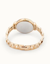 18K gold-plated watch with metal strap and round white dial