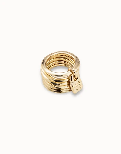 Multi row ring with a charm