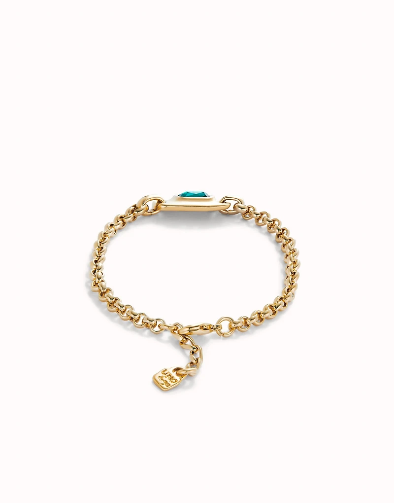 Chain bracelet with green crystal