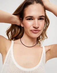 Short leather charm necklace