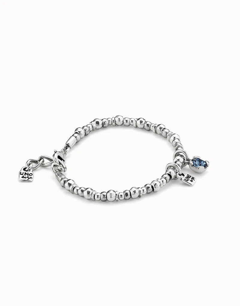 Beaded stretch bracelet with blue crystal