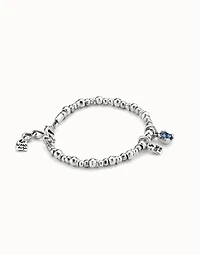 Beaded stretch bracelet with blue crystal