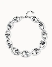 Short oval link chain necklace with crystal
