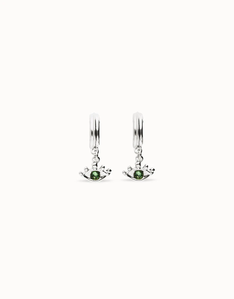 Eye-shaped drop earrings with verde crystal
