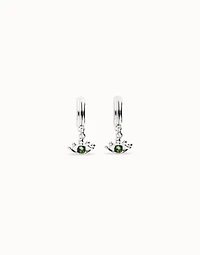 Eye-shaped drop earrings with verde crystal