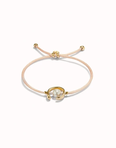 Salmon cord bracelet with a pearl