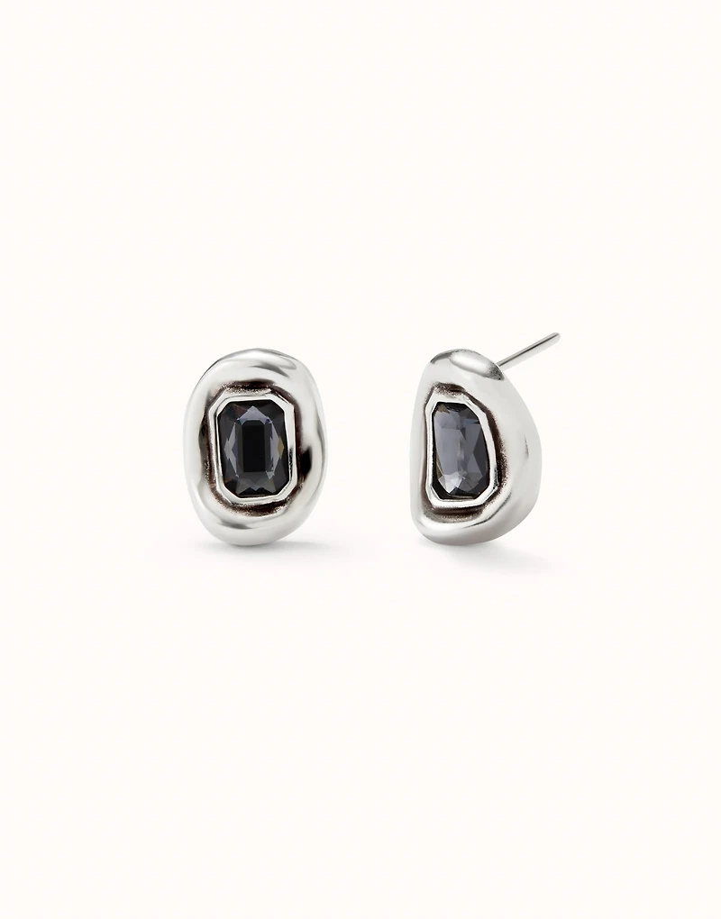 Stud earrings with grey faceted crystal
