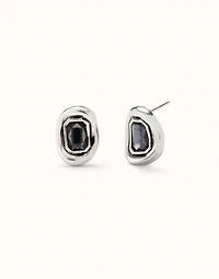 Stud earrings with grey faceted crystal