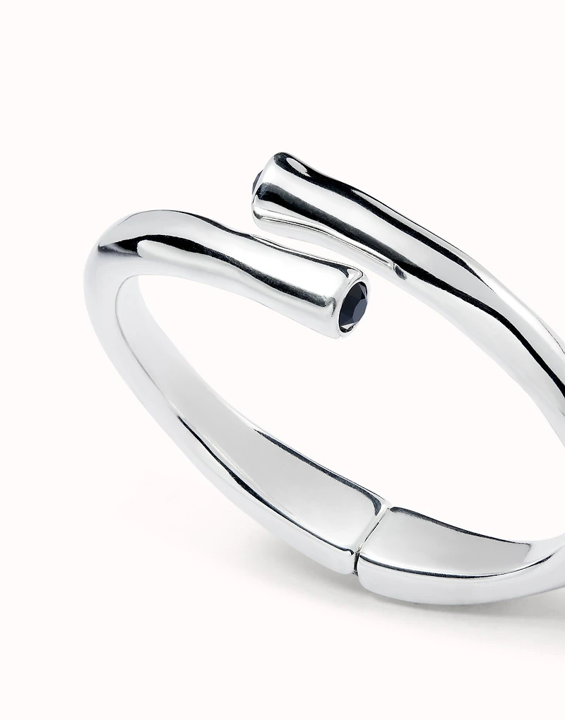 Bangle bracelet with two black crystal