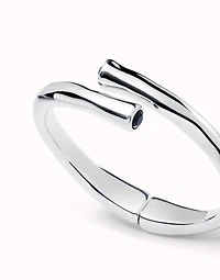 Bangle bracelet with two black crystal
