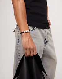 Multi strand leather bracelet with 2 circles