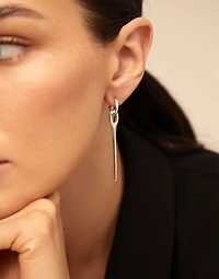 Needle and button earrings