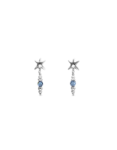 Long earrings with starfish and crystals