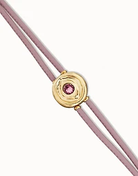 Double lilac leather birthstone bracelet with eye