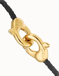 leather bracelet with interlocking carabiner