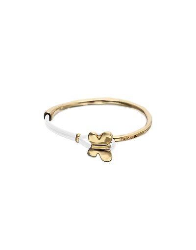 Cream leather bracelet with butterfly ornament