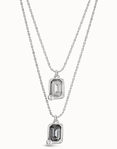 Multi strand pendant chain necklace with crystals