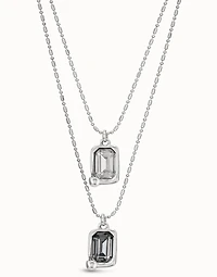 Multi strand pendant chain necklace with crystals