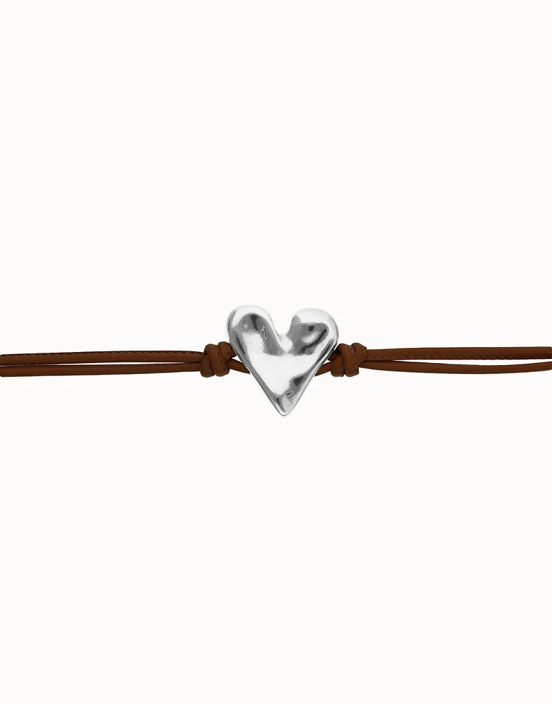 Brown leather bracelet with heart detail