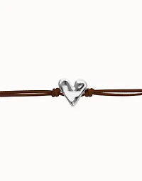Brown leather bracelet with heart detail