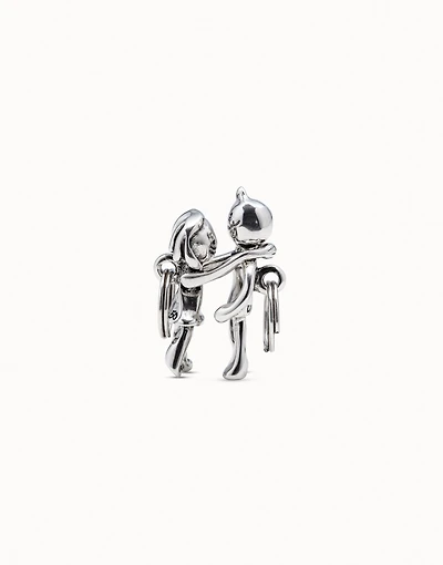 Sterling silver-plated girl and boy key-ring