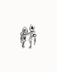 Sterling silver-plated girl and boy key-ring